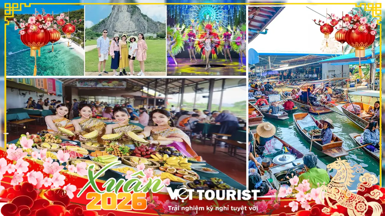 Tour du lịch Thái Lan Tết 2026 | Suanthai – Chợ nổi 4 miền – Dạo Thuyền chaopraya 5N4Đ