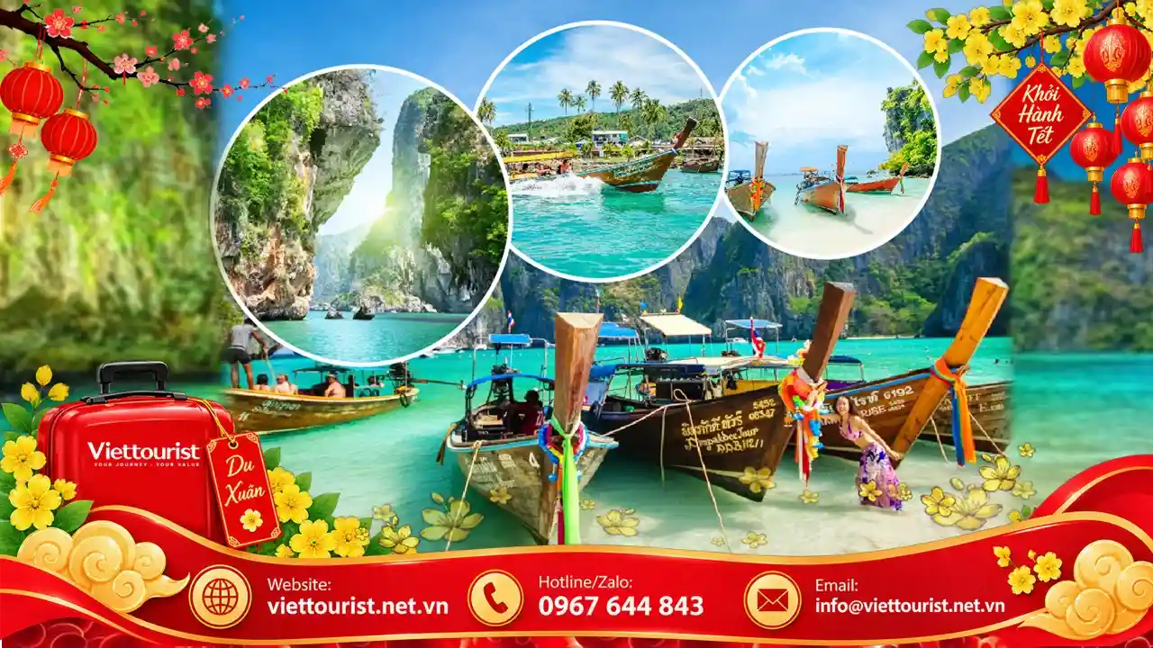 Tour Phuket Tết Âm Lịch 2027 | HCM – Đảo Phi Phi – Phrom Thep – Chalong 4N3Đ